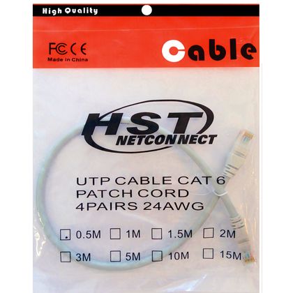 تصویر کابل پچ کورد شبکه CAT6 HST مدل 4PAIRS 24AWG  طول 0.5 متر