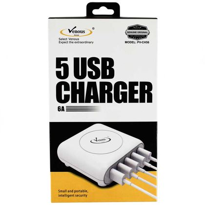 تصویر شارژر ۵ پورت Venous PV-CH56 5 USB Charger